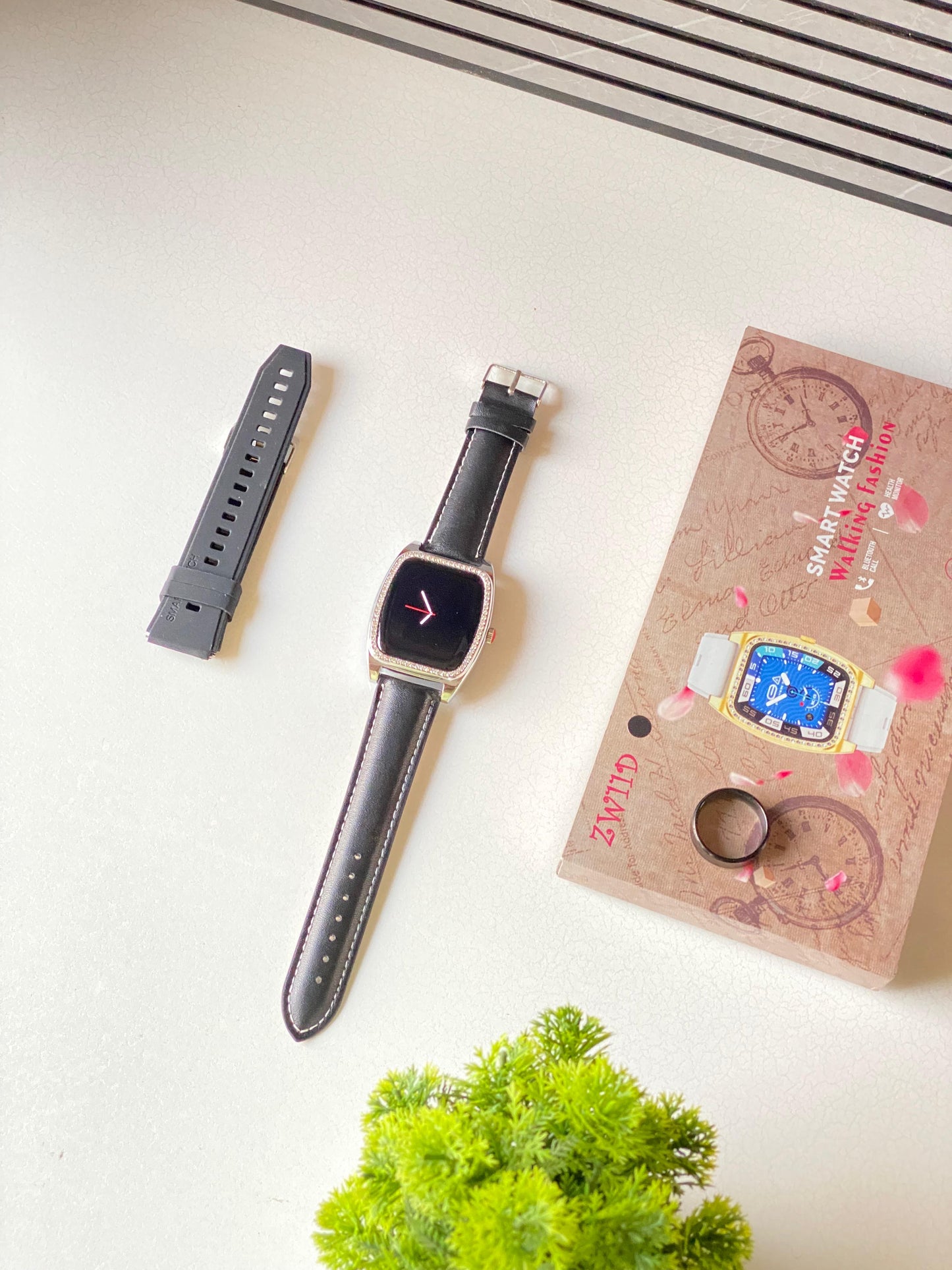 Zw11 D Dimond studded smartwatch with smart ring