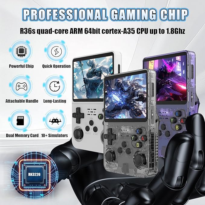 R36s Retro Gaming Console – 15000+ Classic Games | Handheld 3.5" HD Screen | Portable Arcade