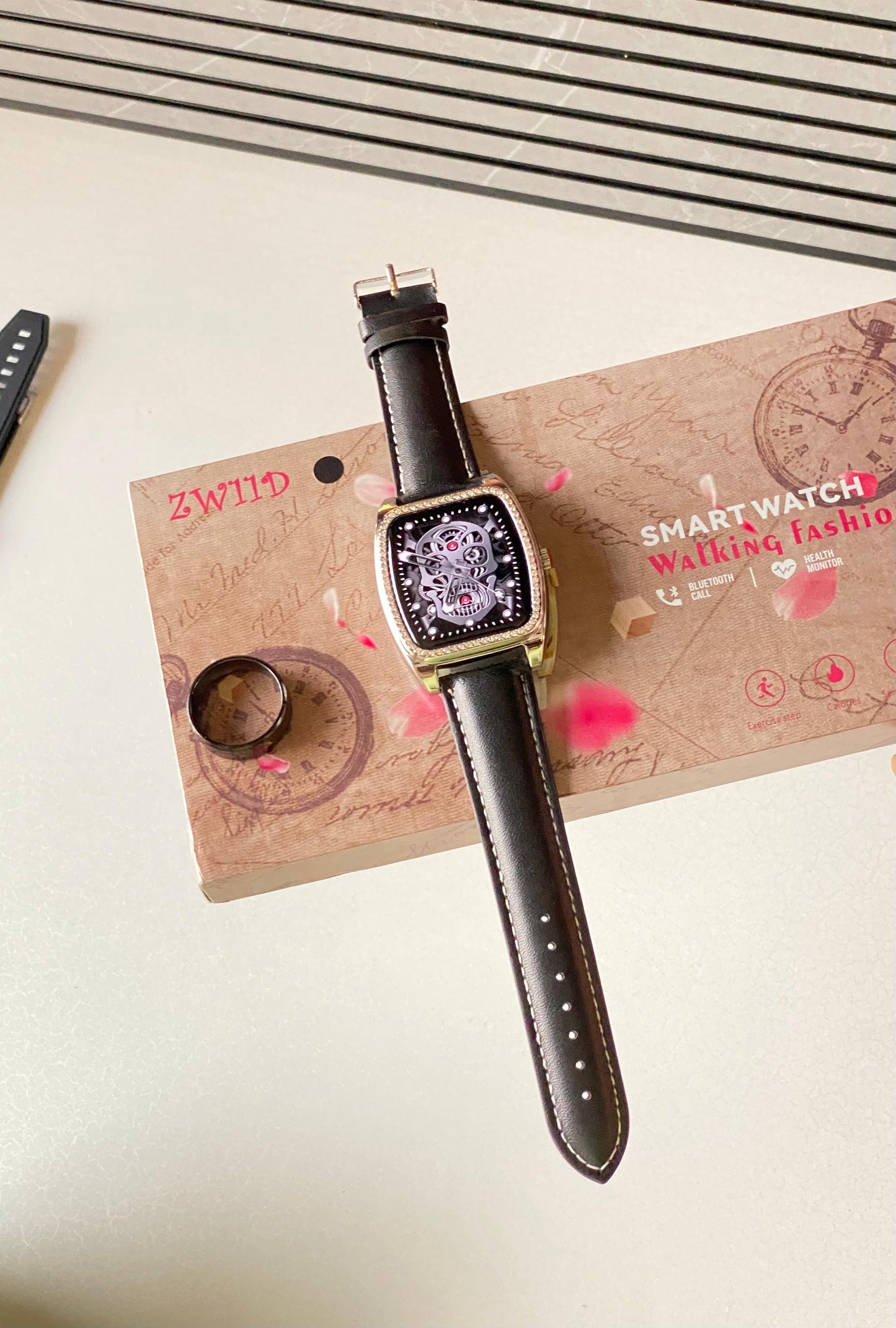 Zw11 D Dimond studded smartwatch with smart ring