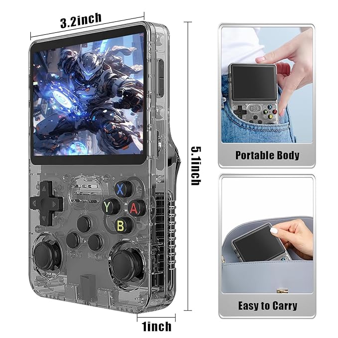 R36s Retro Gaming Console – 15000+ Classic Games | Handheld 3.5" HD Screen | Portable Arcade