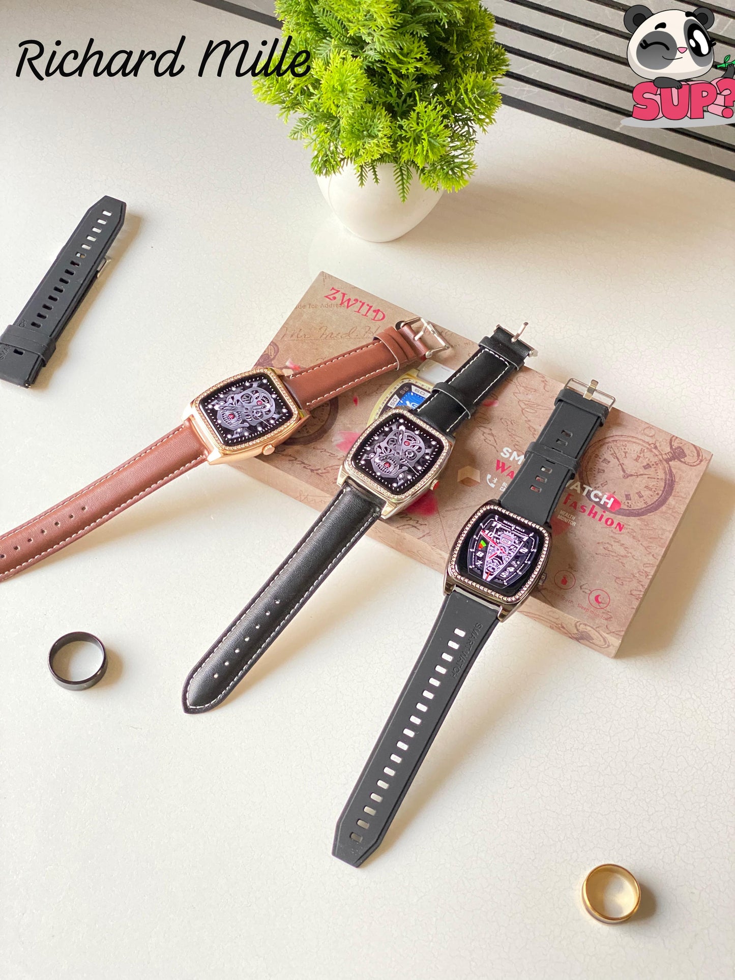 Zw11 D Dimond studded smartwatch with smart ring