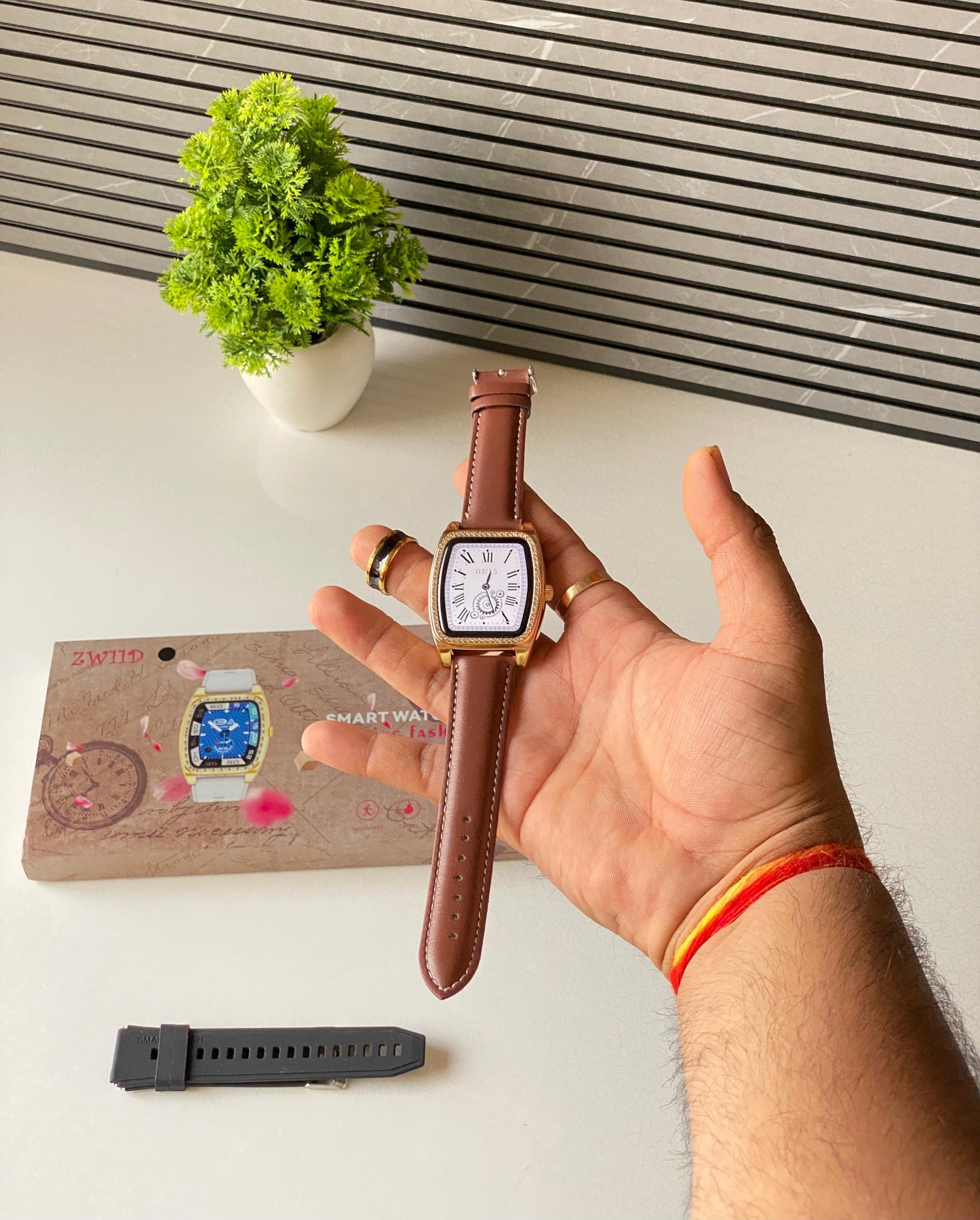 Zw11 D Dimond studded smartwatch with smart ring