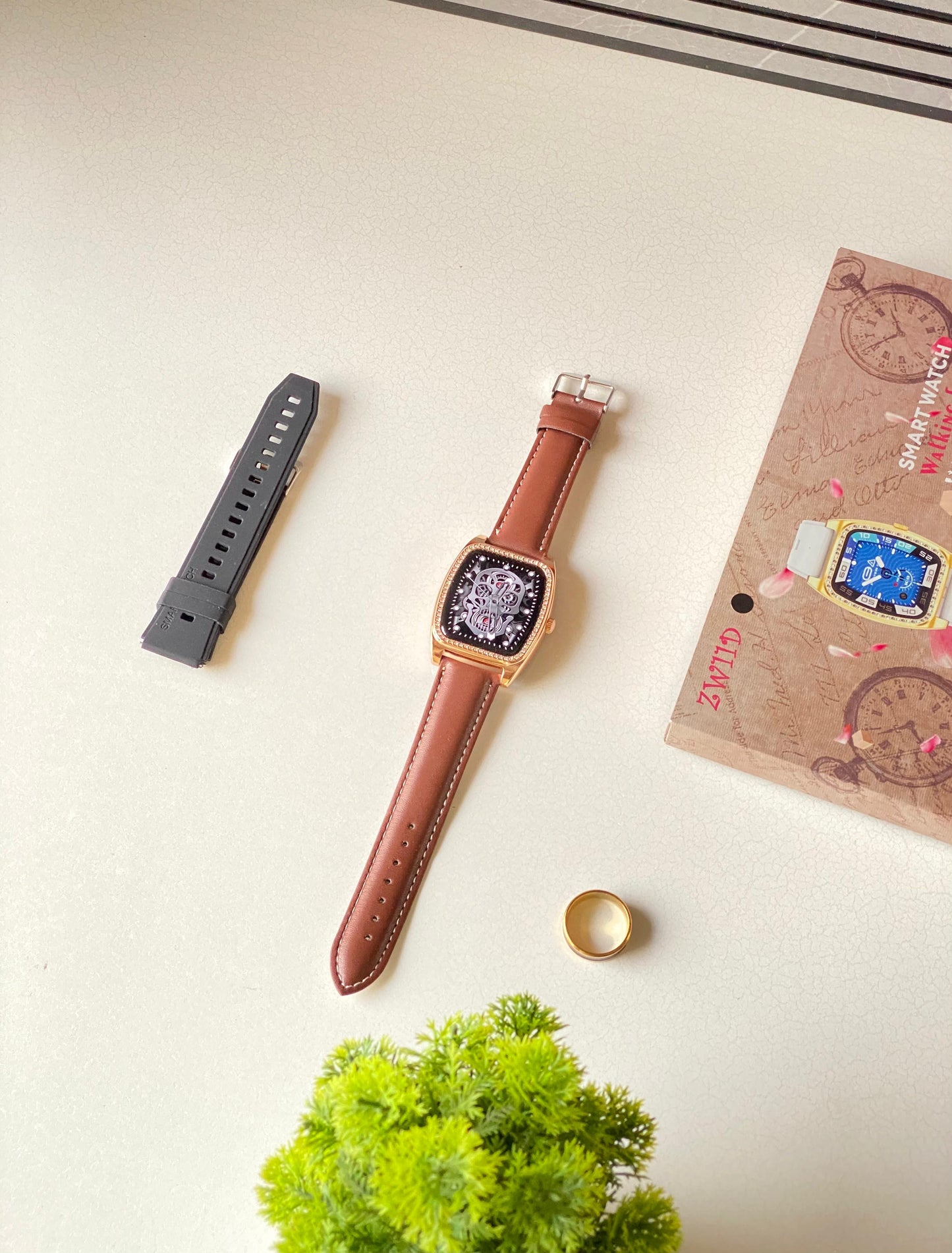 Zw11 D Dimond studded smartwatch with smart ring