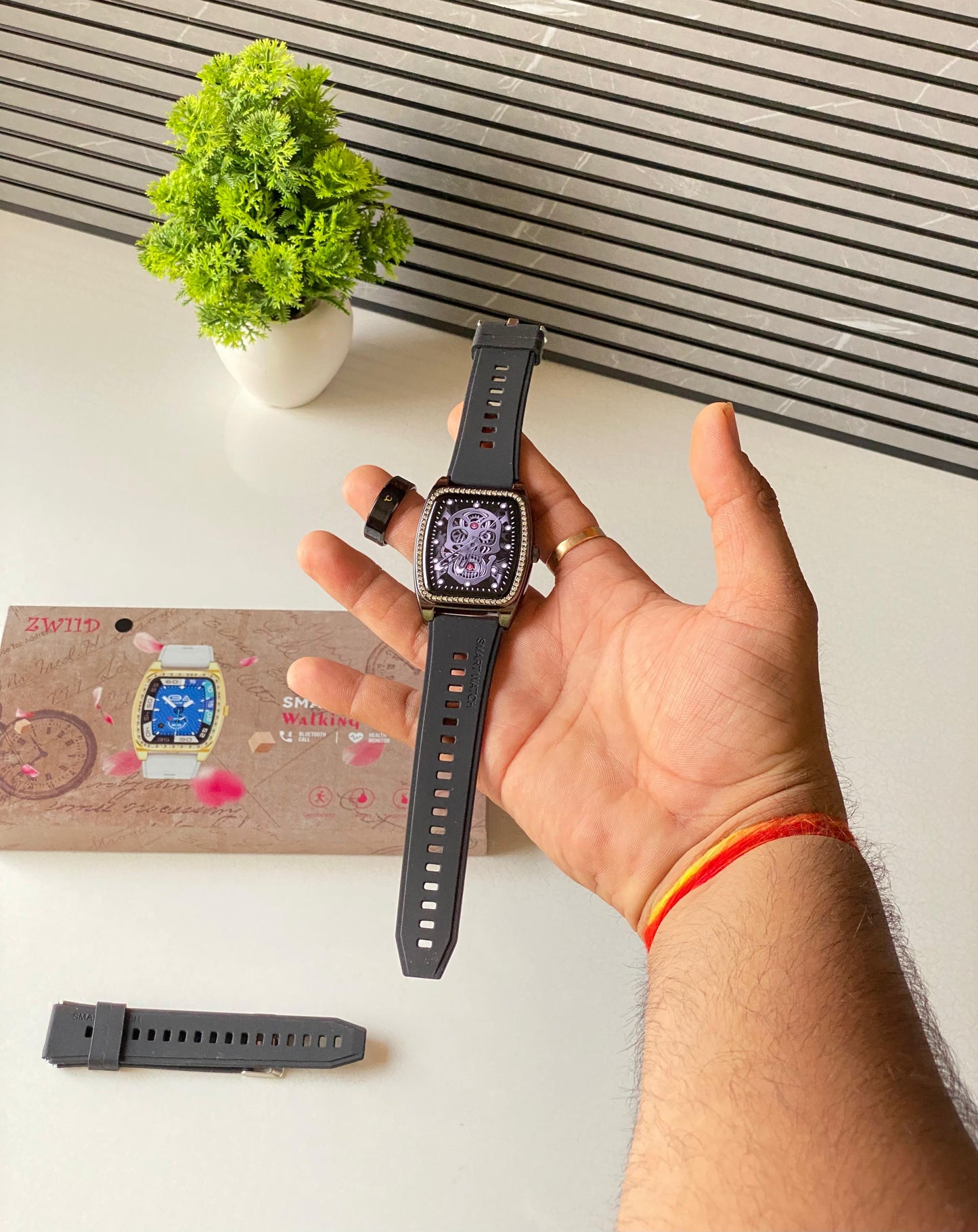 Zw11 D Dimond studded smartwatch with smart ring