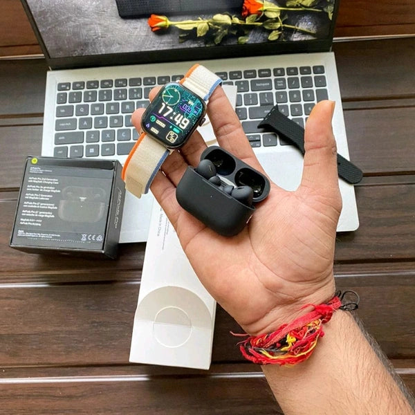 Best Value Combo Deal | Series 10 Smartwatch + TWS Earbuds (Black Edition) + Dual Strap