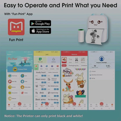 Mini Thermal Printer With 2 Rolls Paper Portable Phone Study Printer For Pictures, Photos Journals DIY Compatible With Phone