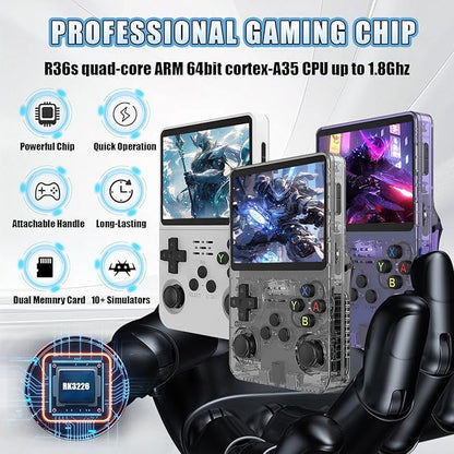 R36s Retro Gaming Console – 15000+ Classic Games | Handheld 3.5" HD Screen | Portable Arcade
