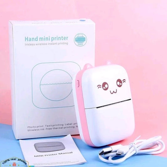 Mini Thermal Printer With 2 Rolls Paper Portable Phone Study Printer For Pictures, Photos Journals DIY Compatible With Phone