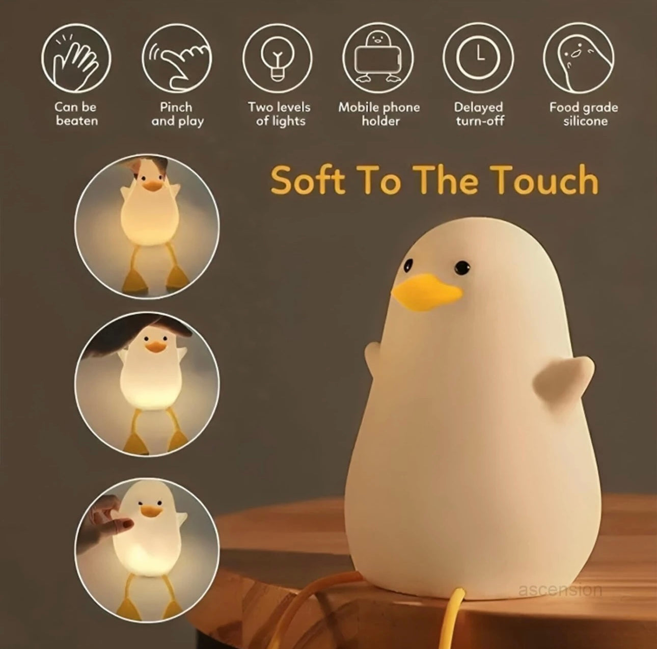 Silicone Duck Night Lamp Touch-Control LED
Light | Color-Changing Safe for Kid Night Lamp