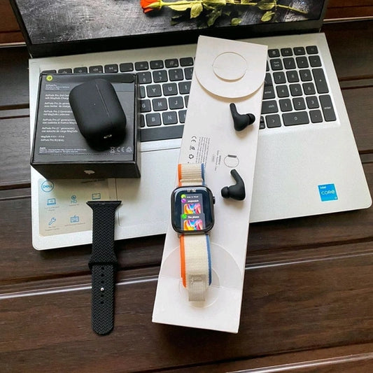 Best Value Combo Deal | Series 10 Smartwatch + TWS Earbuds (Black Edition) + Dual Strap