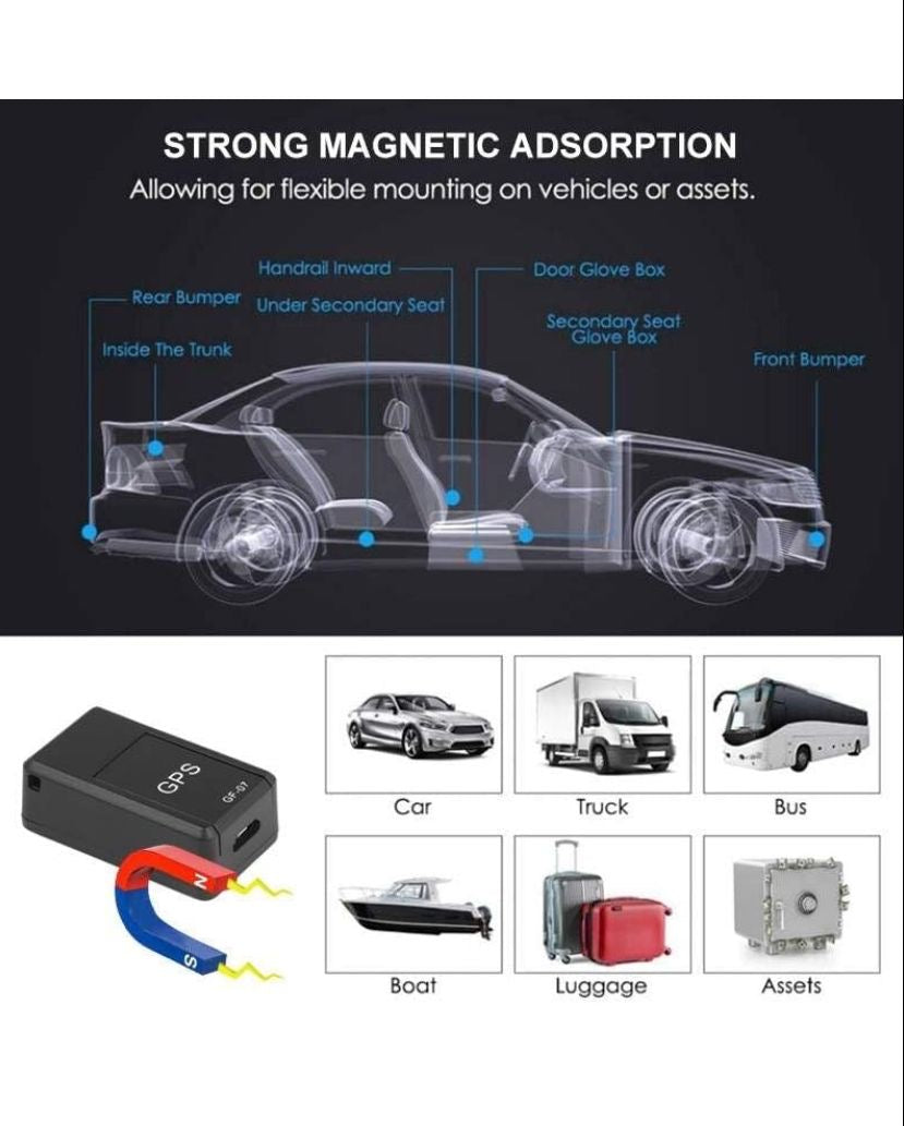 Mini GPS Tracker With Sound Recording, Real Time Tracking, Wireless Portable Device, Easy Installation For Car, Bike, Kids, Elderly & Pets Safety