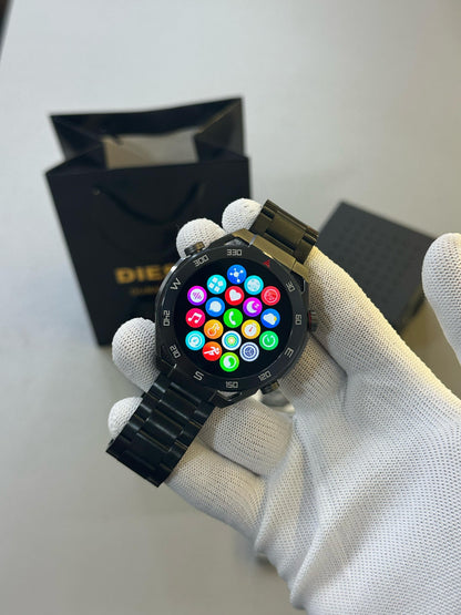 Round Smartwatch With Dual Strap & Premium Hard Box – Bluetooth Calling, Notifications & Fitness Tracking