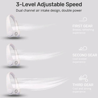 Usb Portable Handfree Neck Fan Cooling Wearable Fan Personal Mini Bladeless Rechargeable Battery Fan [Multicolor]