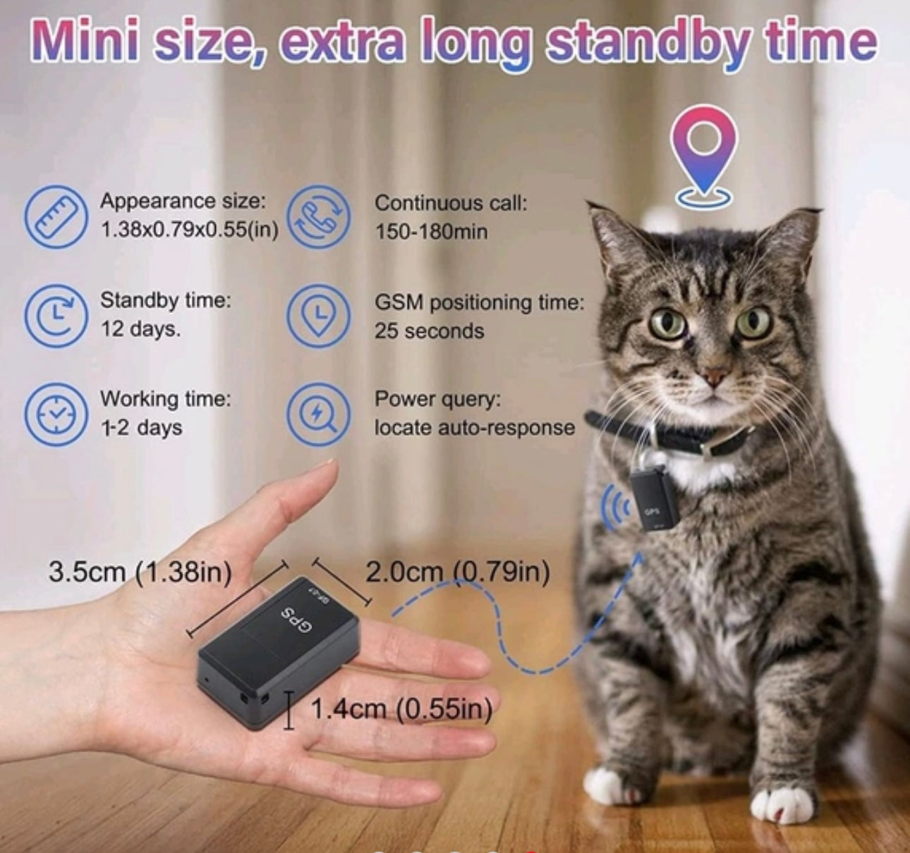 Mini GPS Tracker With Sound Recording, Real Time Tracking, Wireless Portable Device, Easy Installation For Car, Bike, Kids, Elderly & Pets Safety