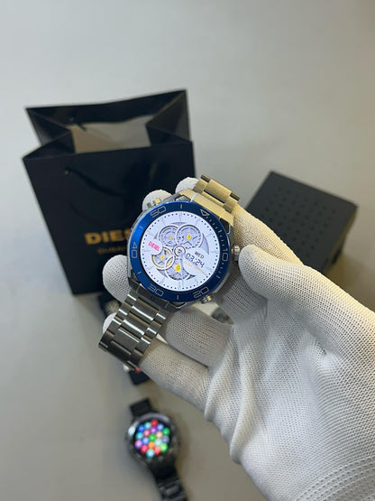 Round Smartwatch With Dual Strap & Premium Hard Box – Bluetooth Calling, Notifications & Fitness Tracking