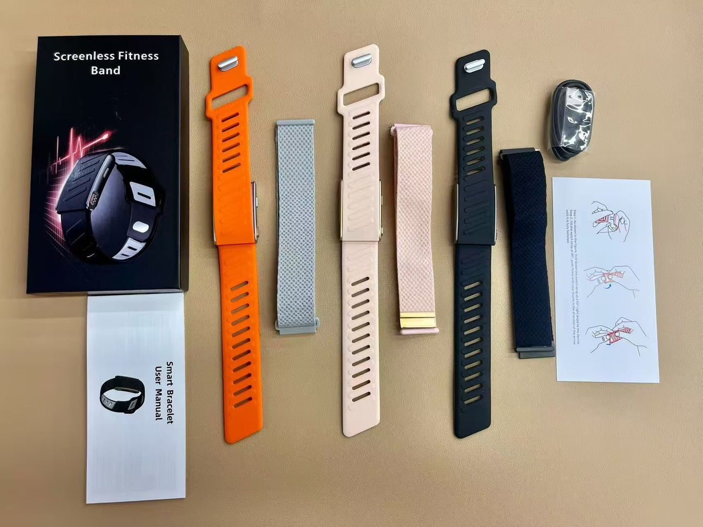 Screenless Smart Fitness Band with Heart Rate Monitor & Dual Straps