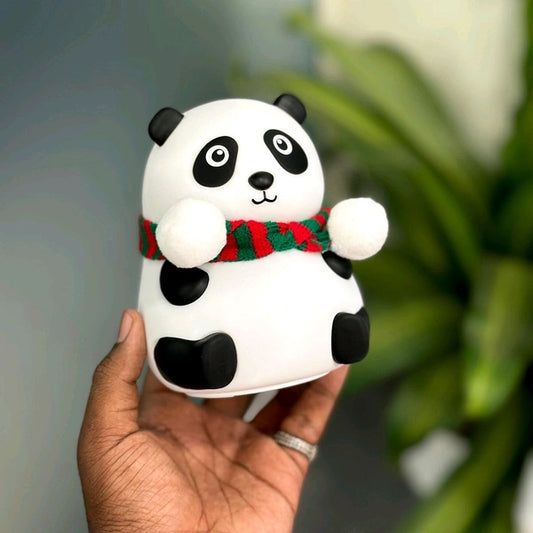 Cute Panda Silicon USB Rechargeable Night Light Lamp Night Lamp (8.5 Cm, Multicolor)