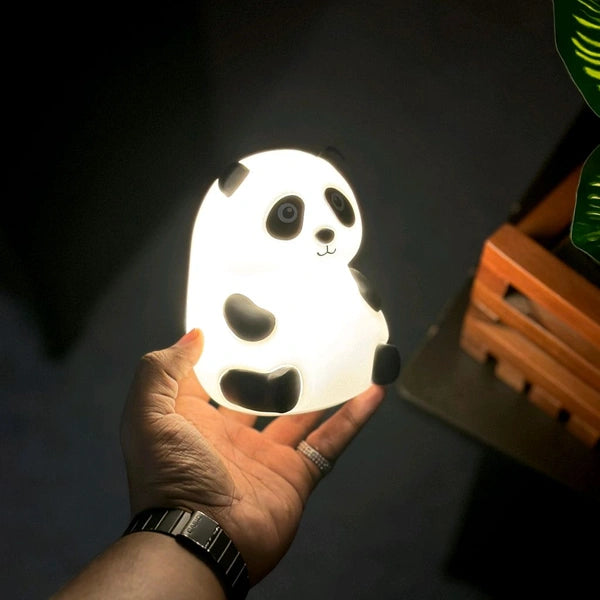 Cute Panda Silicon USB Rechargeable Night Light Lamp Night Lamp (8.5 Cm, Multicolor)