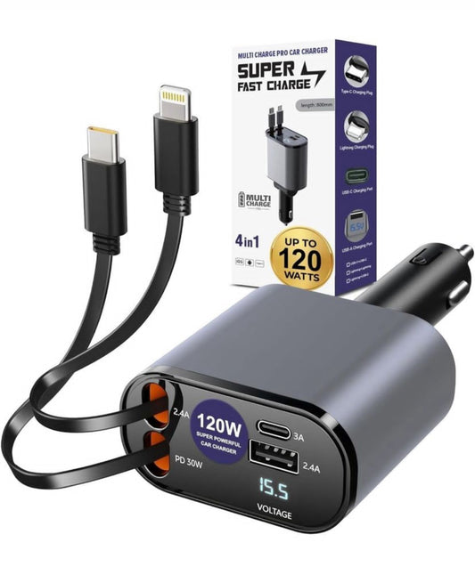 4-in-1 Retractable Car Charger
